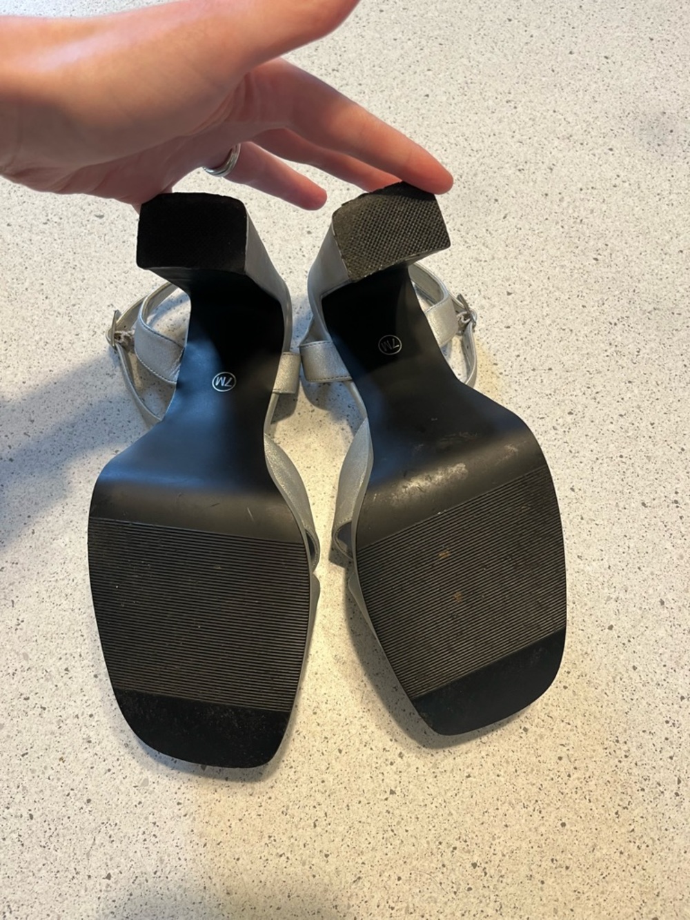 Vintage Club Zone Silver Platform Block Heel Sandals - Picture 8 of 9